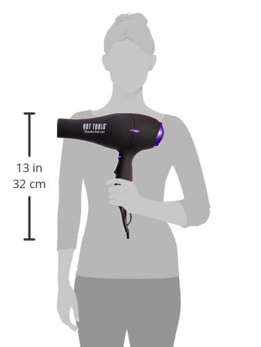 Hot Tools Pro Artist Tourmaline 2000 Turbo 1875 Watt Hair Dryer, Black Lightweight, Fast Drying, Ionic Technology for Salon Quality Blowouts, 6 Heat/Speed Settings, Pik, Concentrator, Diffuser
