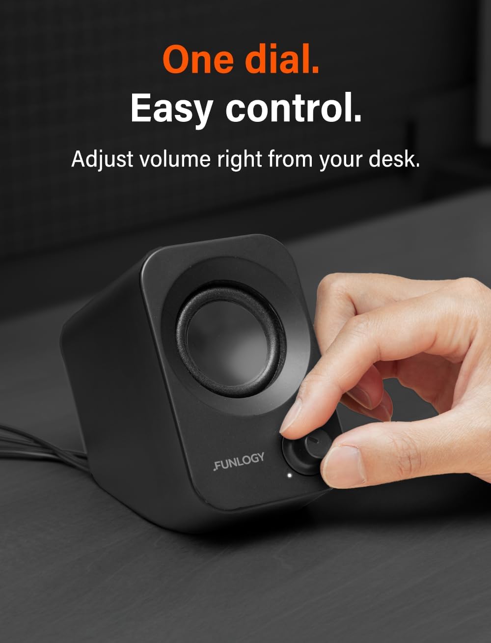 FUNLOGY Speaker Plus - 14W Stereo PC Speakers, Dual Amplifiers & DSP Tuned, USB-C Powered, 3.5mm AUX, Compact Desktop Speakers with 30° Tilt, for PC, Laptop, Monitor & Gaming,Black
