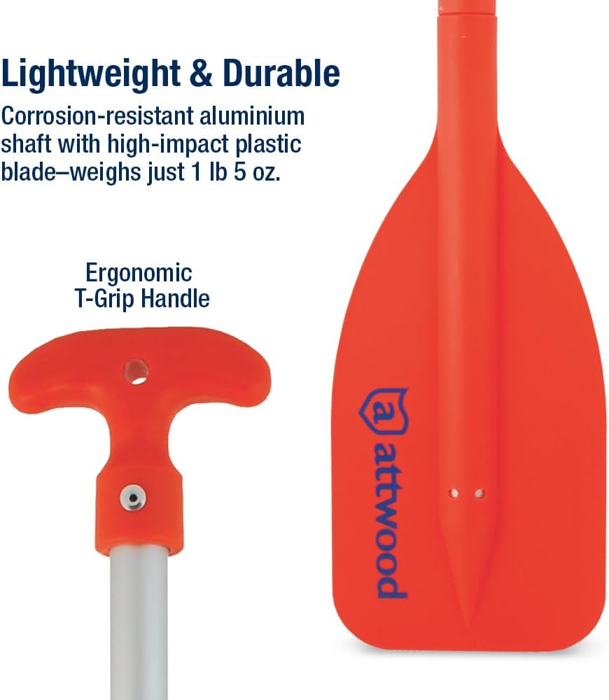 attwood Emergency Telescoping Paddle – Floating Boat Paddle, Orange