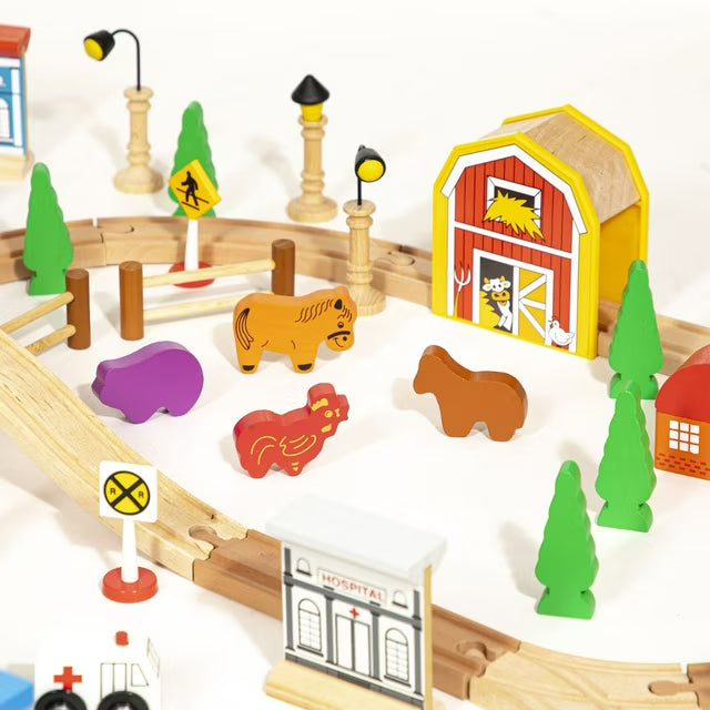 Maxim Enterprise Wooden Train Set, 100 pc.
