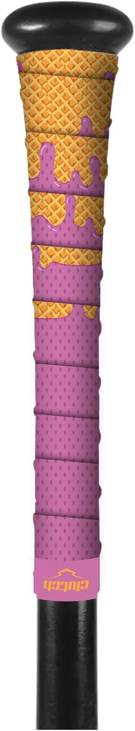 Clutch Sports Apparel All-Weather Bat Grip Tape, 1.1mm Cushioned Non-Slip Baseball & Softball Bat Wrap, Shock-Absorbing Grip for Youth & Adult Players, Pink Ice Cream Drip