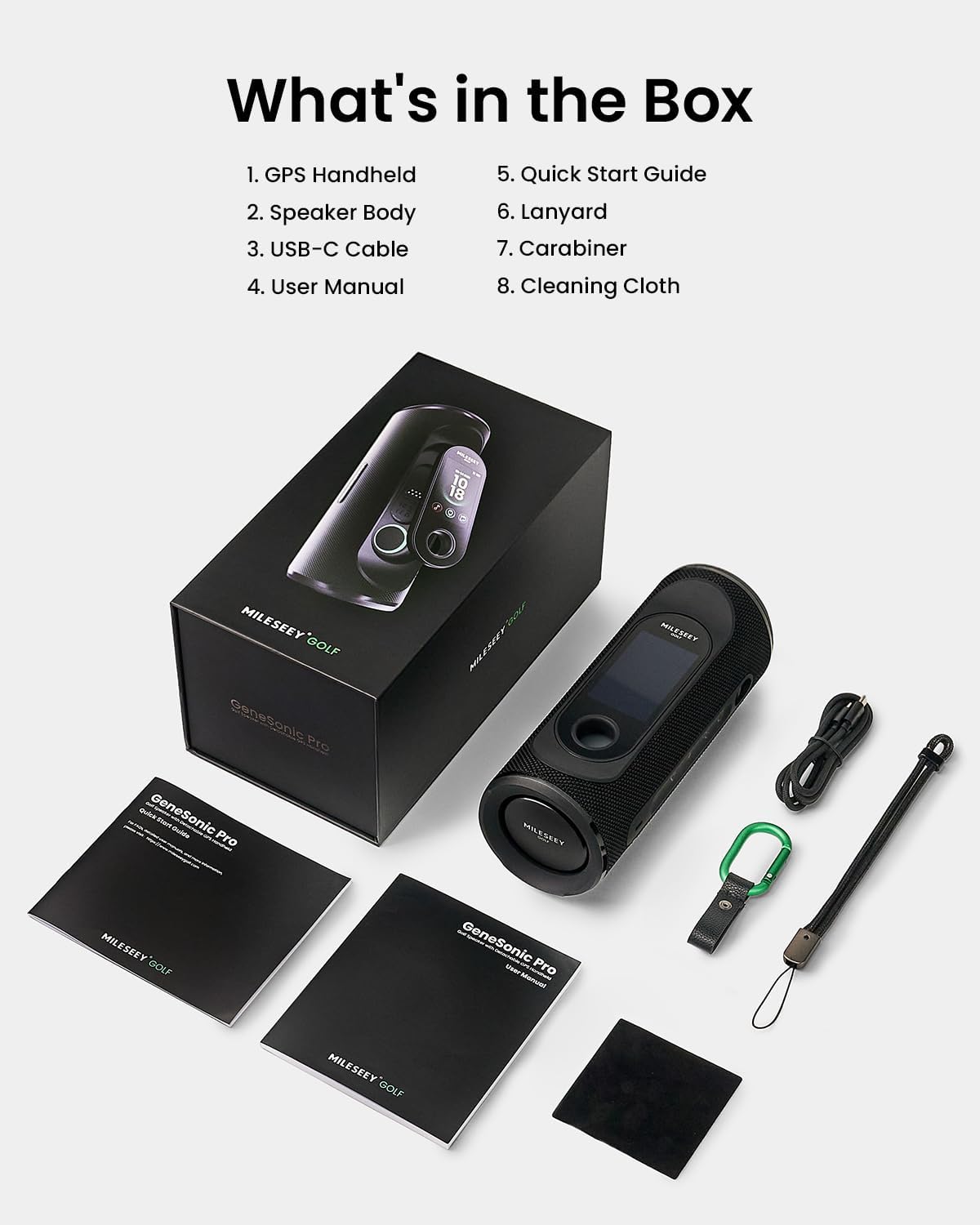 MiLESEEY GeneSonic Pro Golf GPS Speaker with 43K+ Courses No-Subscription Detachable GPS Handheld Rangefinder, MagLock, Color Touchscreen, Visual & Audible Yards, Layup/FCB/Hazard, 15H Battery, IP67