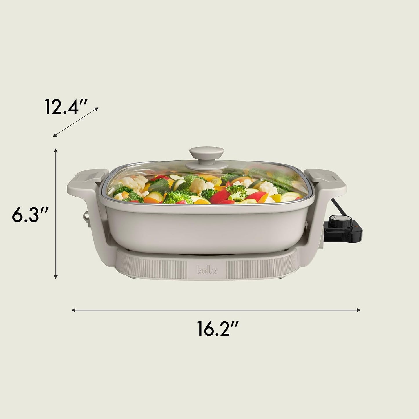 bella Fits-Anywhere SAUTE Make & Take Skillet, Non-Toxic, Ceramic, Oatmilk