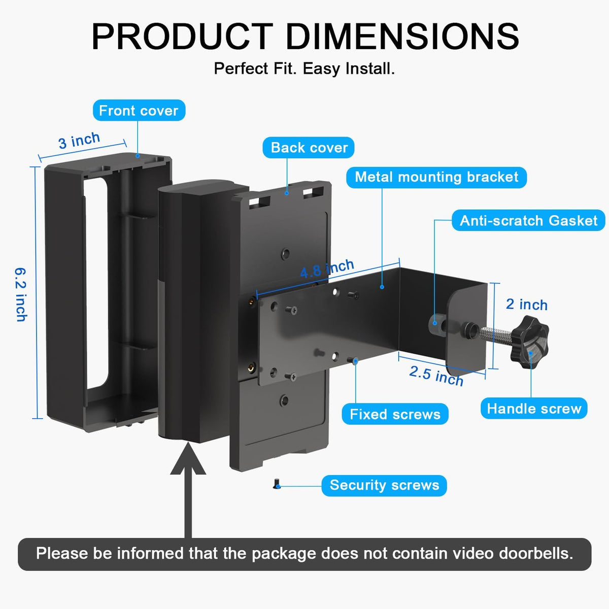 SZAOYU Anti-Theft Doorbell Mount Compatible with 2026 Ring Battery Doorbell, Plus & Pro, No-Drill Security Bracket for Inward-Opening Doors, Black