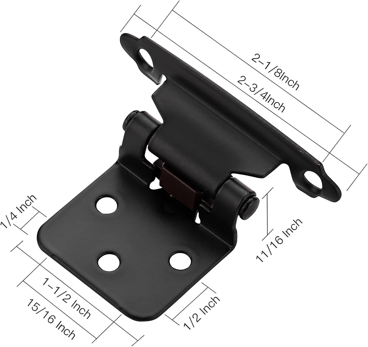 Ravinte Black Kitchen Cabinet Hinges, 1/2 Inch Overlay, 60 Pack | Self-Closing Design, Semi Wrap Around Hinge,for Face Frame Cupboard, Matte Black Face...