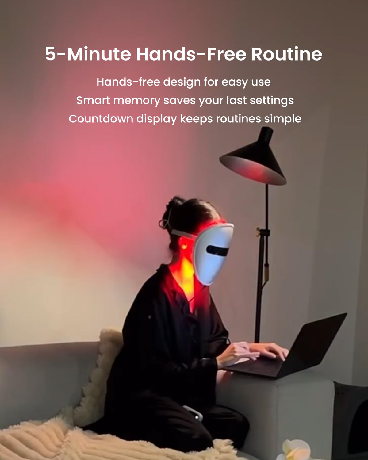 AMIRO 5-in-1 Light Therapy Mask for Face with 3 Modes, Silver, Spectra Full-Spectrum 5-Wavelength Skincare System for Face with Red, Blue, Green, Yellow, Infrared Light