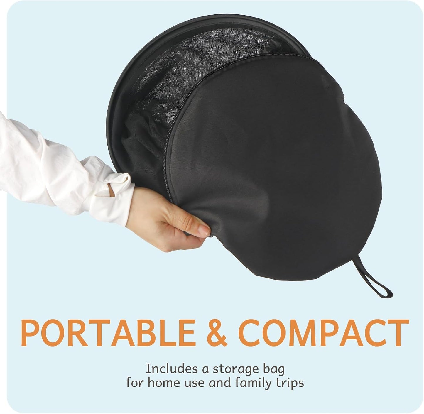 BEBONO Mosquito Net Cover for Pack N Play, Universal Playpen Mesh Cover with Storage Bag, Black