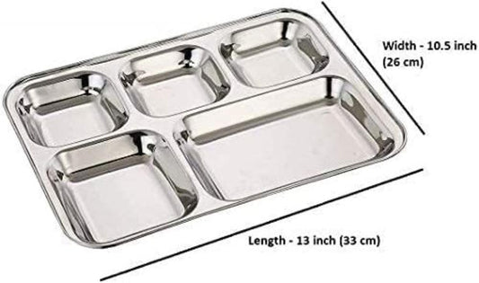 USA Deals 365 Stainless steel square deep dinner dish with five split sections for everyday use lunches,picnic & party (Stainless Steel, 8 pcs)