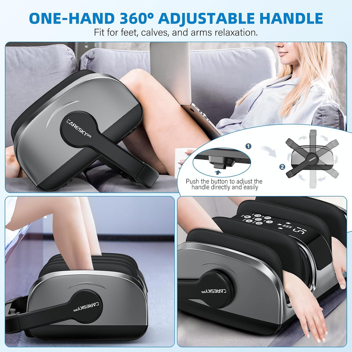 CARESKYpro HSA/FSA Eligible Shiatsu Foot Massager with Heat, 5 Intensity Levels, 3 Heat Settings, Deep Kneading & Rolling for Feet, Calves & Legs