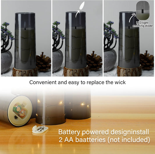 kakoya Flameless LED Candles with Timer, 5-Pc Set, Grey