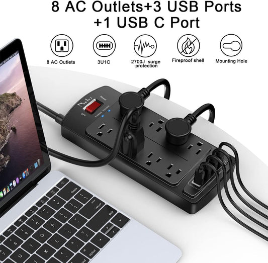 Nuetsa Power Strip 8 Outlets 4 USB Surge Protector 2700J