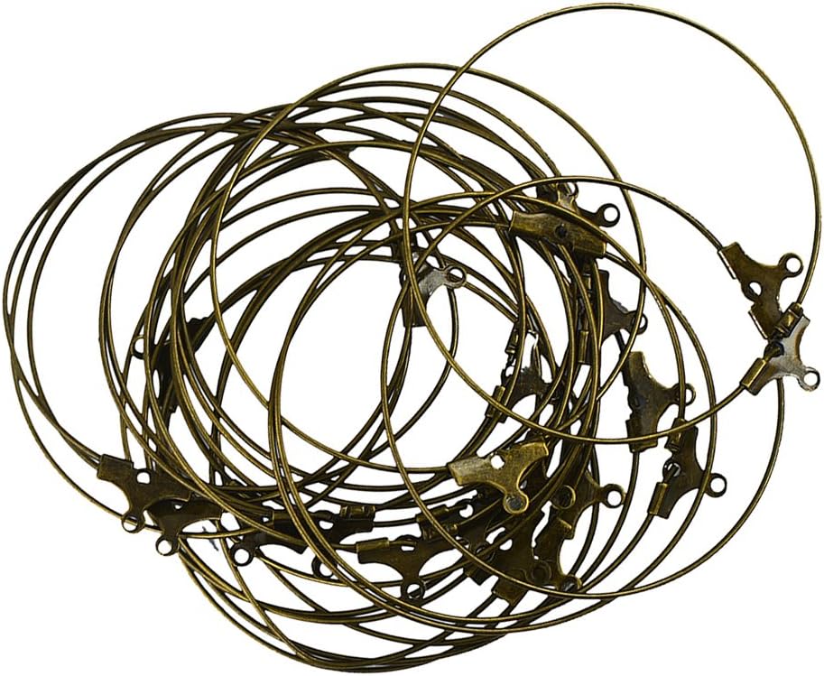 HyperionFlo Essentials 20-Piece 40mm Brass Hoop Earring Findings