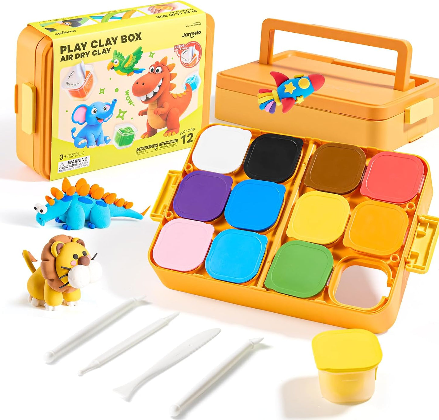 Jar Melo Air Dry Clay for Kids 36 Colors Modeling Clay Kit with Storage Box