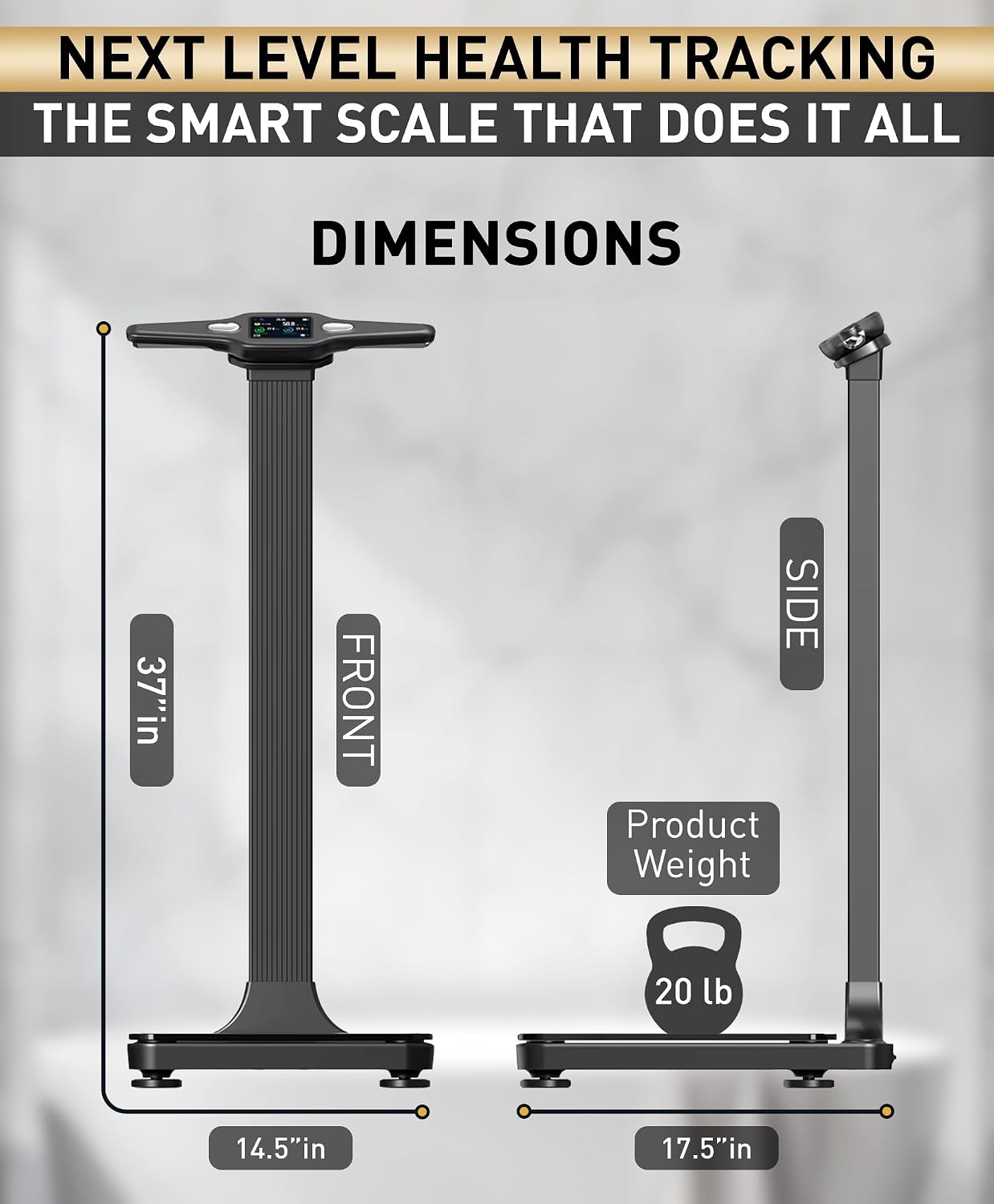 Homerz Smart Scale – Bend-Free Smart Scale with BMI, Body Fat, Muscle Mass, Full Body Composition Scale with Digital Weight Tracking, Body Scan Scale with Handle, Body Fat Scanner