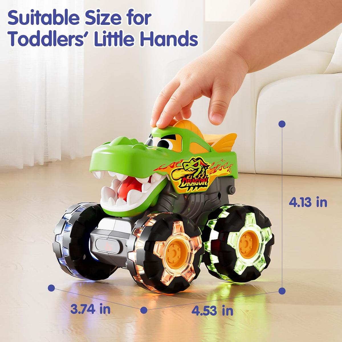 SunnyPal 3-Pack Light Up Monster Truck Toys for Toddlers