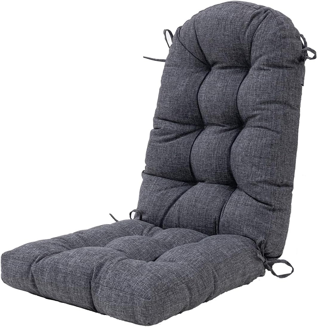 Outdoor Rocking Chair Cushion Set of 4 for Adirondack Chair, High Back Patio Outdoor Seat Chair Cushion 49x19in,Charcoal Black