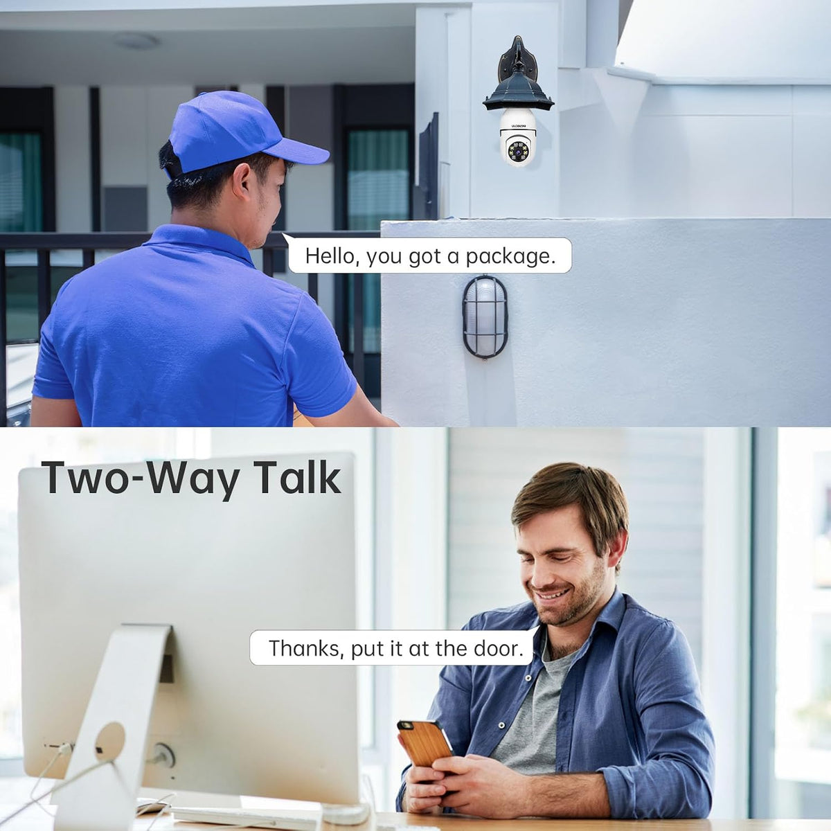 WESECUU Light Bulb Security Camera, 2K Dual-Band Wi-Fi Outdoor Camera with 360° Motion Detection, Two-Way Audio, Color Night Vision, Human Detection, Alexa Compatible