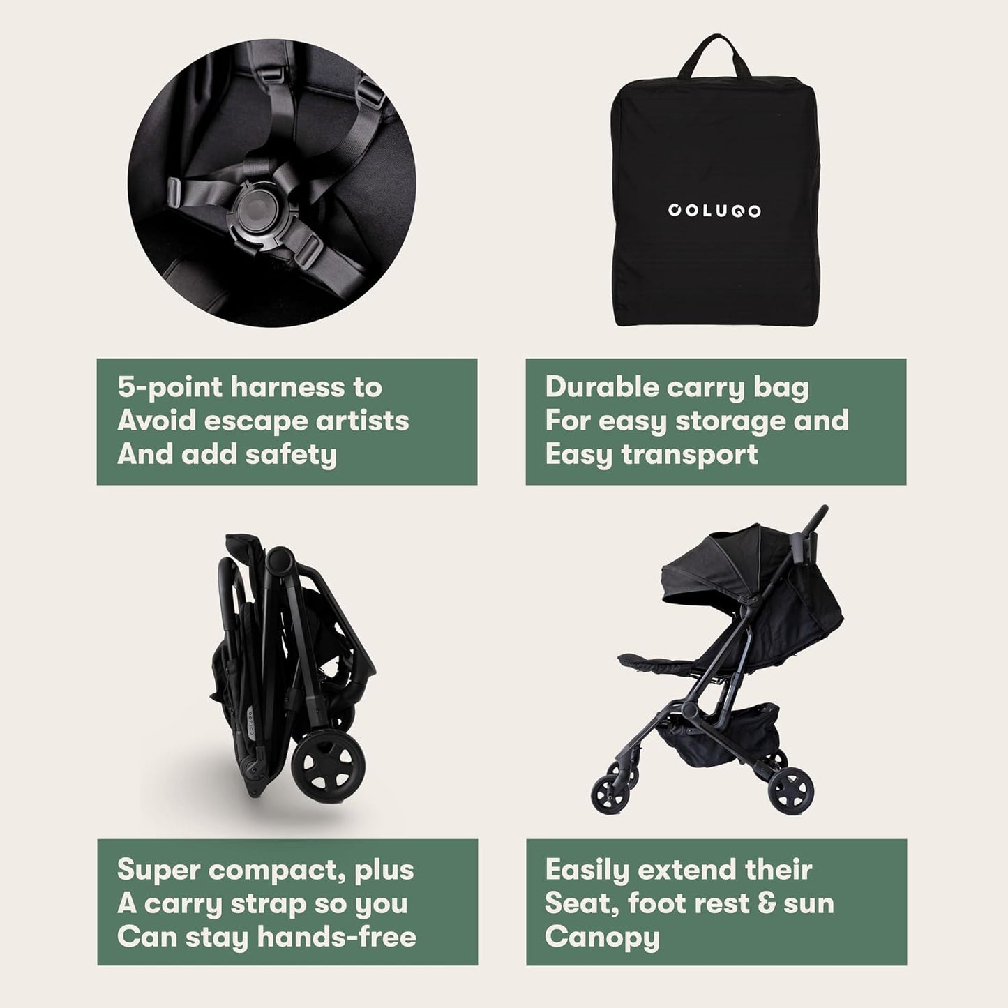 Colugo Compact Stroller+ Lightweight Travel Stroller, 16 lbs, One-Hand Fold