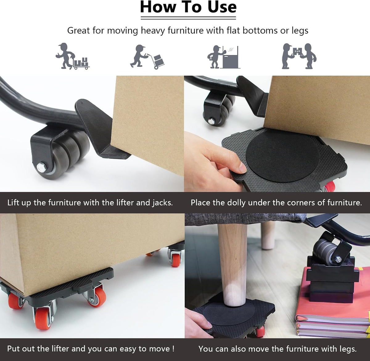 ONEON Furniture Mover with Wheels & Aux. Lifter-Connect Dolly 360° Rotation Wheels Furniture Dolly for Moving Sliding Heavy Furniture, Appliances, 660 LB Max Load Capacity Visit the ONEON Store