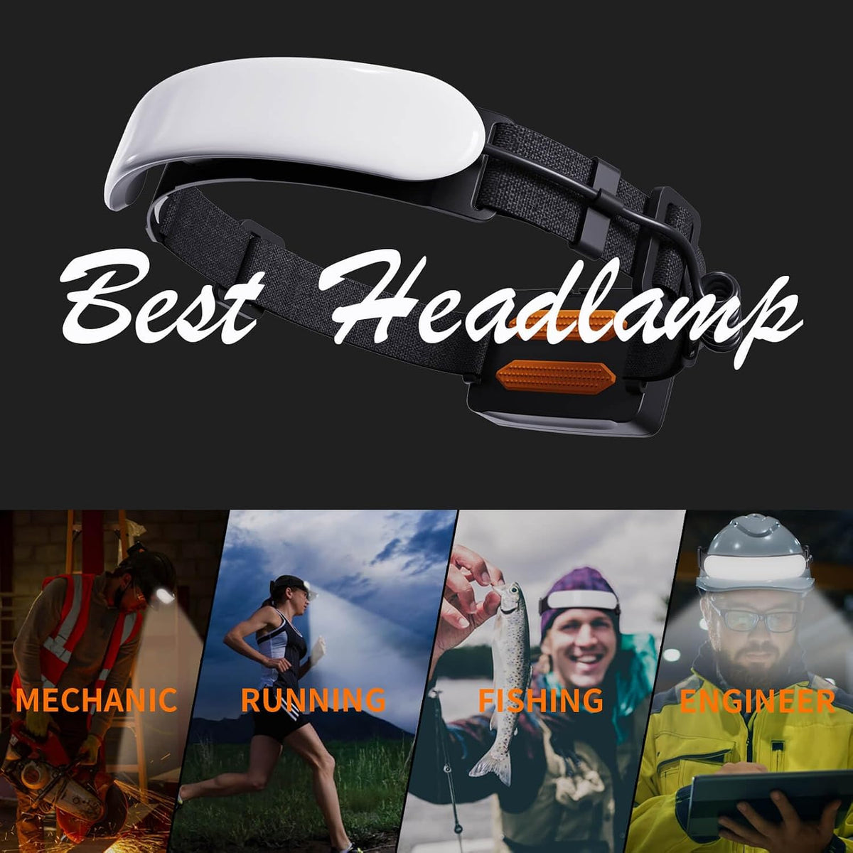 svsviio Rechargeable Headlamp PRO, 5000mAh 1500 Lumen LED Headlamp with 230° Wide Beam, 90° Adjustable Light, 3 Modes, IPX6 Waterproof Head Light for Camping, Hiking & Mechanics