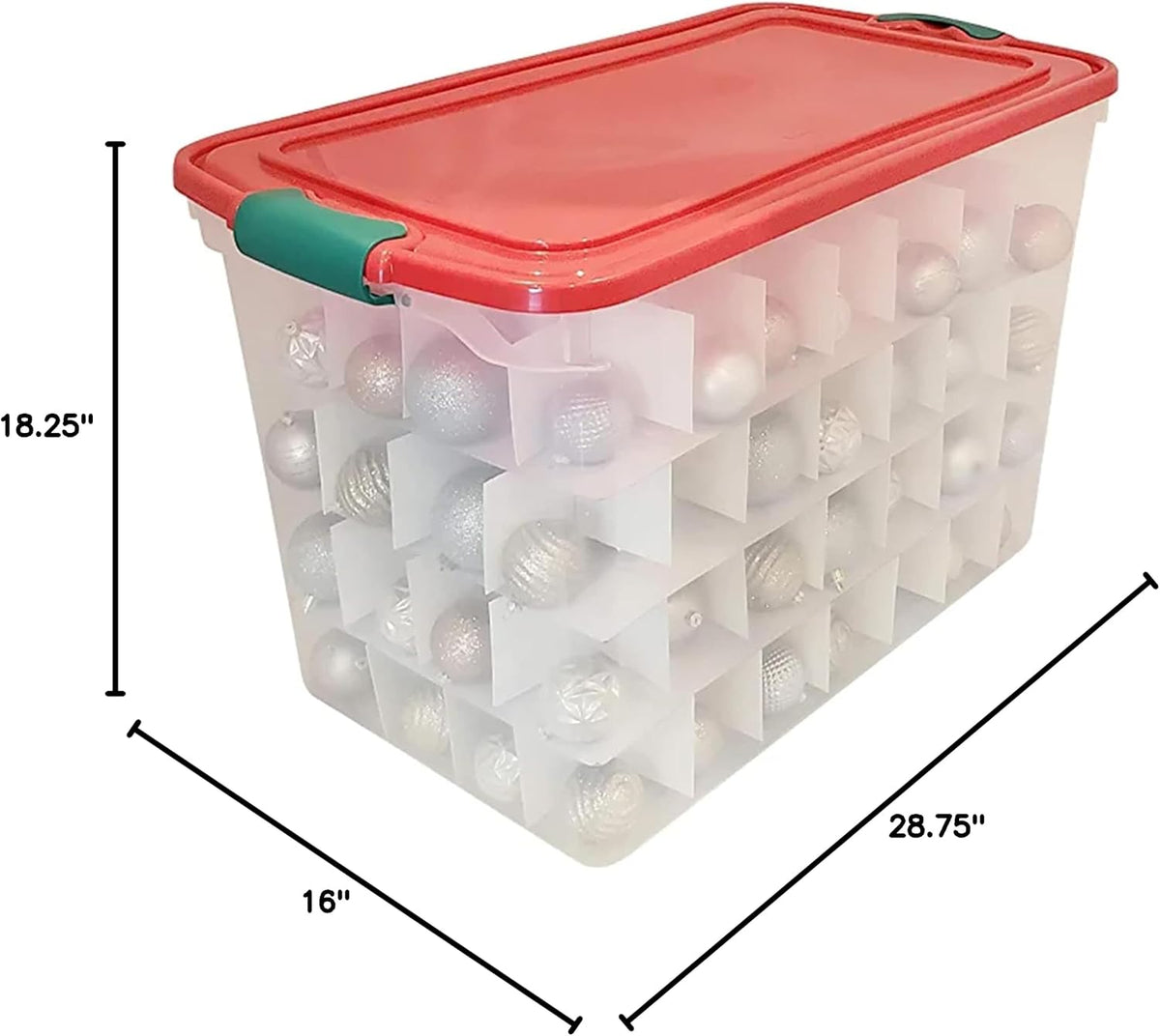 HOMZ Holiday Tote Plastic Storage Bin with Lid, 112 Qt, Clear/Red, 2 Pack Large Stackable Organization Container for Home, Garage, and Office Organization