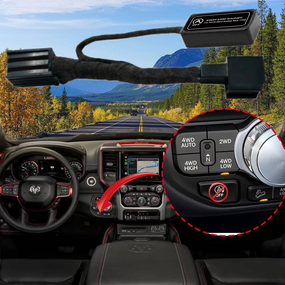 for 2019-2024 Dodge Ram 1500 - Auto Start Stop Eliminator Easy-Install Autostop Eliminator - with no wire cutting or programming needed- Compatible Dodge Ram 1500 Accessories