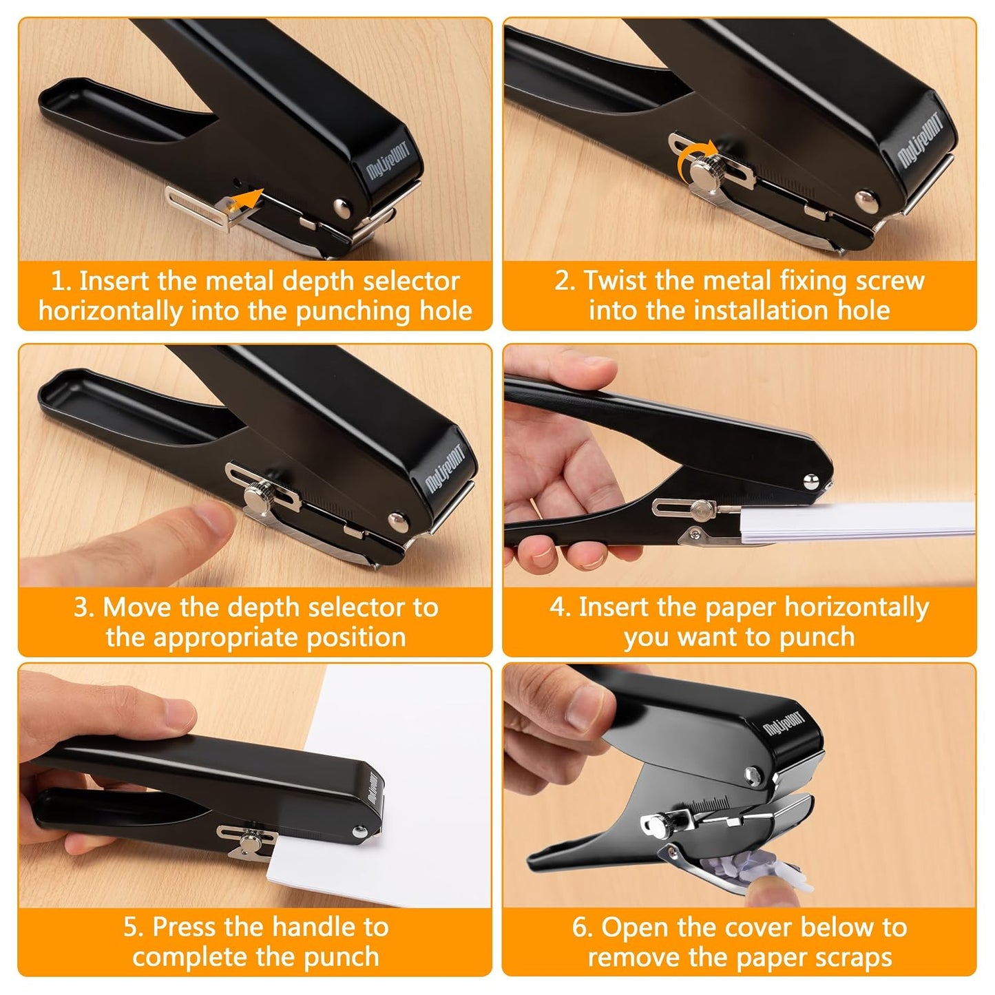 MyLifeUNIT Badge Hole Punch, Heavy-Duty Slot Puncher for ID Cards, PVC Cards & Paper, Manual Oval Slot Punch with Paper Scrap Collector
