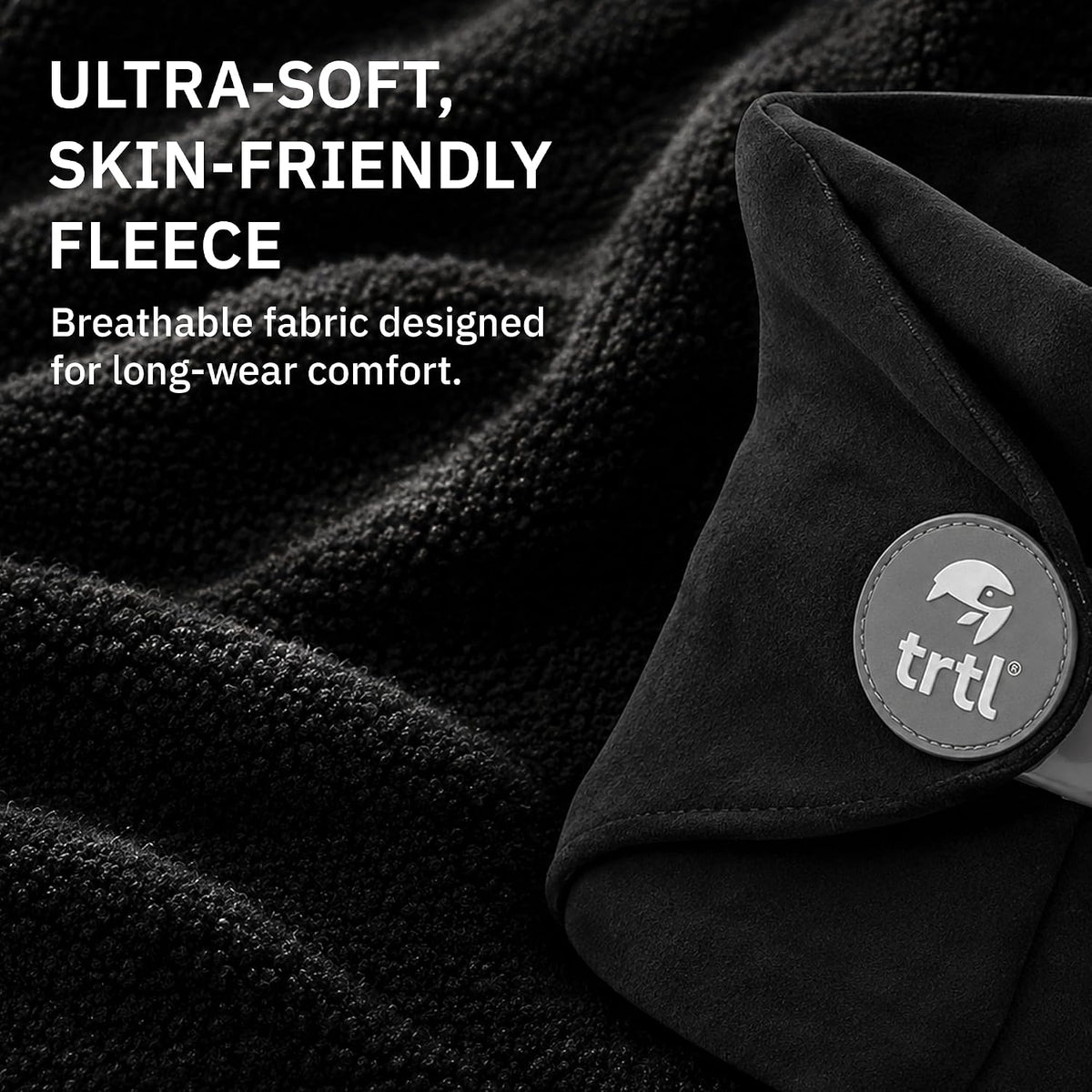 Trtl Pillow - Scientifically Proven Neck Support Travel Pillow for Airplanes - Lightweight and Machine Washable - Ergonomic Design for Traveling on Cars and Trains - Black