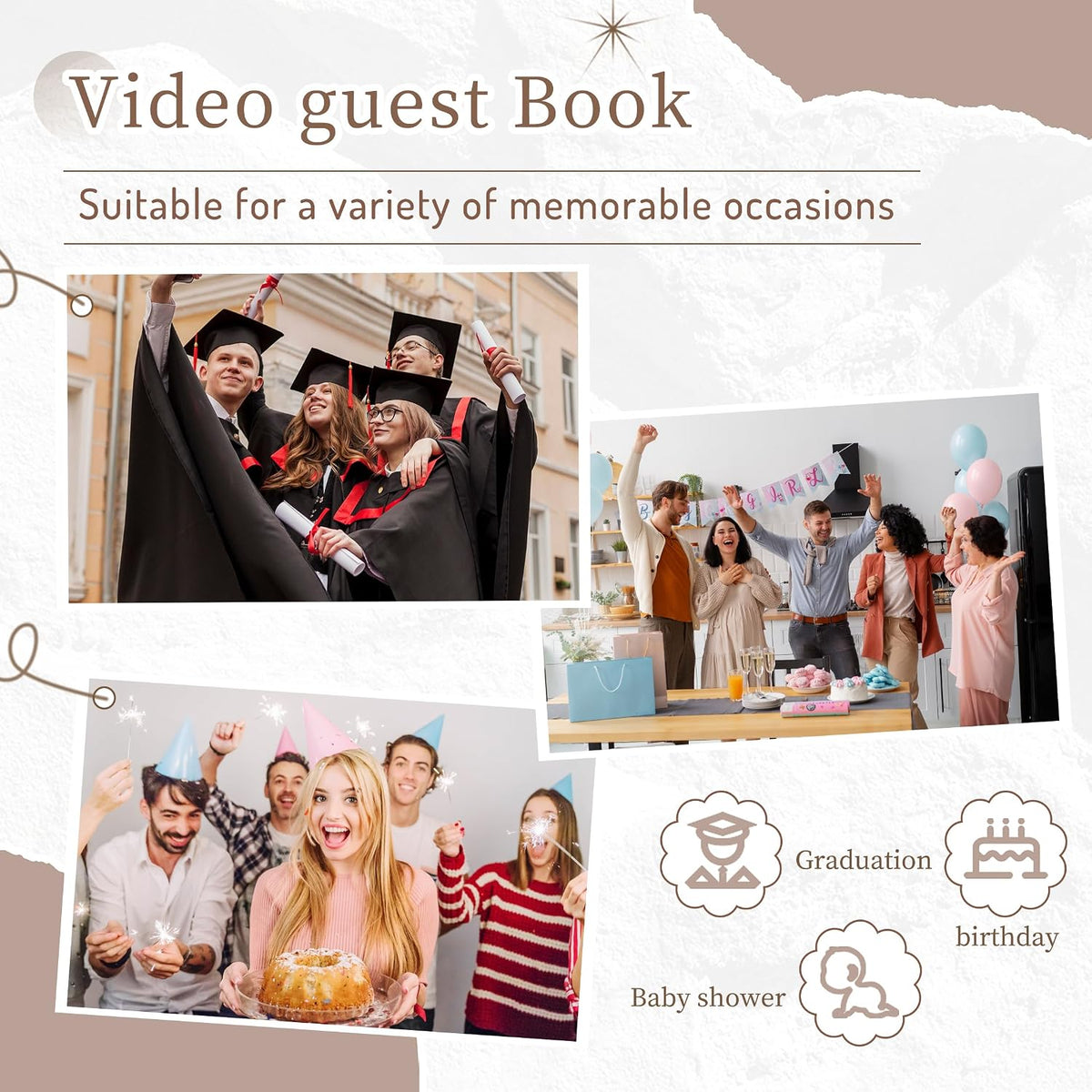 Video Audio Guest Book, Wedding Phone Customized Video Messages, Record Preserve Your Special Occasions, Ideal for a Variety of Memorable Party Occasions (Wall Phone,White)