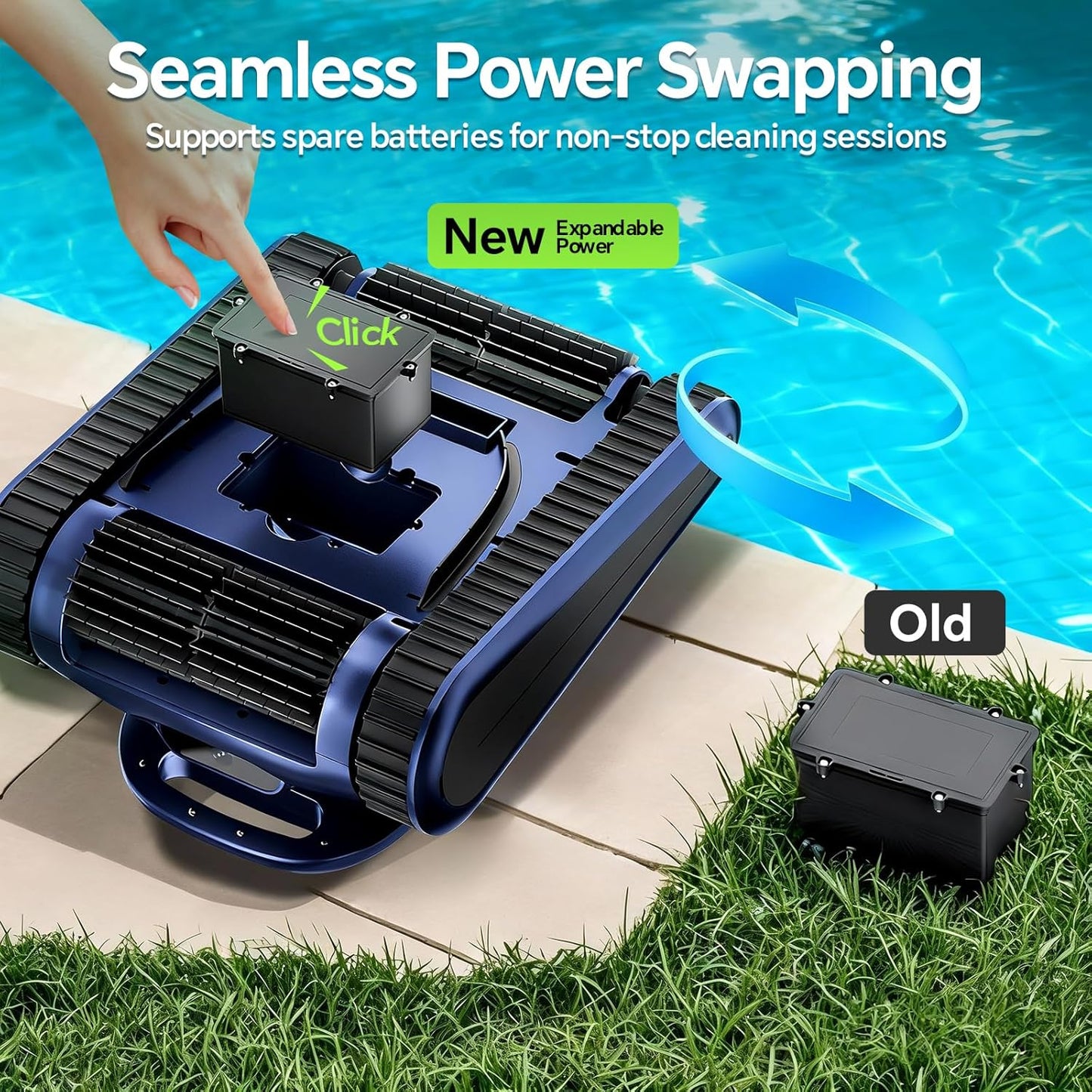 Cordless Robotic Pool Cleaner for Inground & Above Ground Pools, 180W Brushless Motor, 180-Minute Runtime, Wall-Climbing Pool Vacuum, SAT30