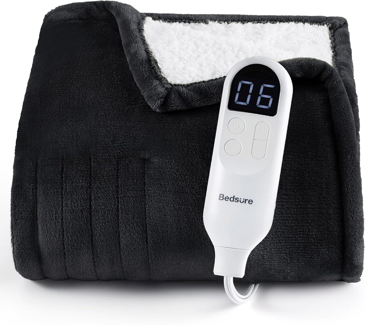 Bedsure Heated Blanket Throw Blanket with Preheat Function - Fast Heating Electric Blanket, Soft Flannel Throw with 6 Time Settings(Up to 10H), 6 Heating Settings, Gifts for Grandma (50"x60", Grey)