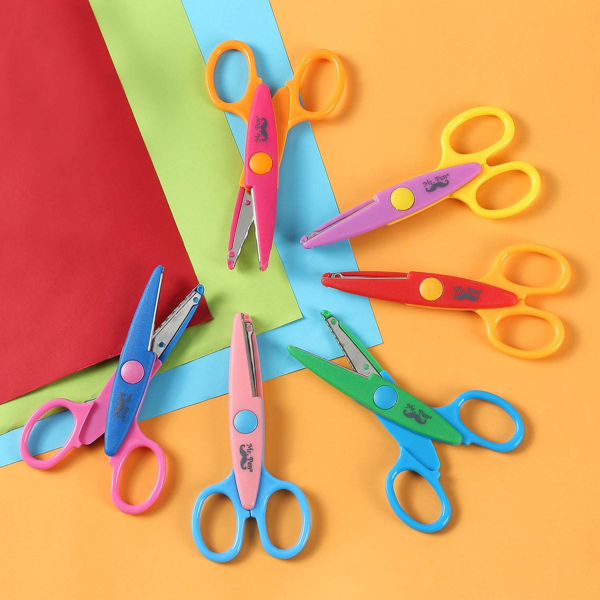 Mr. Pen Craft Scissors Decorative Edge, 6-Pack, Bright Zig Zag & Pattern Scissors for Crafting, Scrapbooking & School Projects