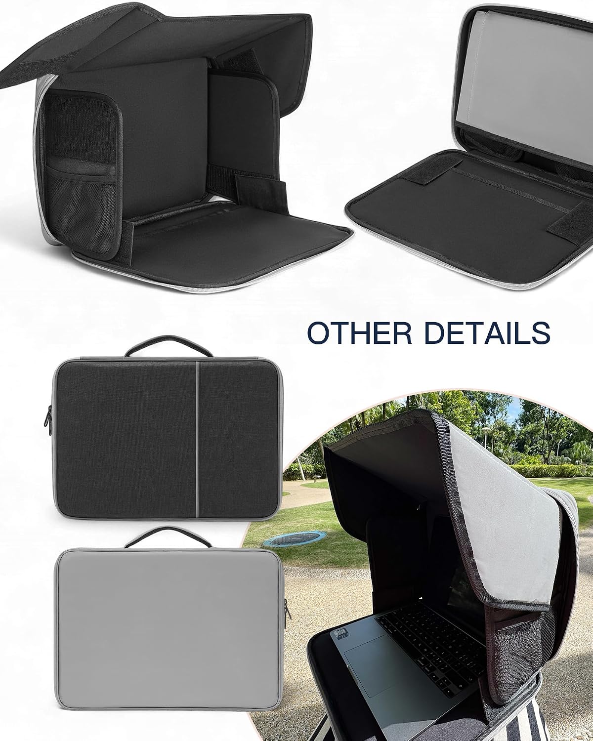 Laptop Sun Shade, Fits 13-16 inch Laptop, UV-Heat Reflective & Water-Resistant Material, Easy to Carry Computer Case for Working Outside,Travel, Beach