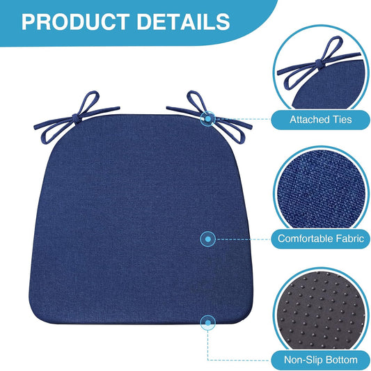 IASEAHK Chair Cushions for Dining Chairs Set of 6, Non Slip Kitchen Chair Pads, 17" x 16" x 2", Indoor Dining Chair Cushions with Ties, D-Shaped...
