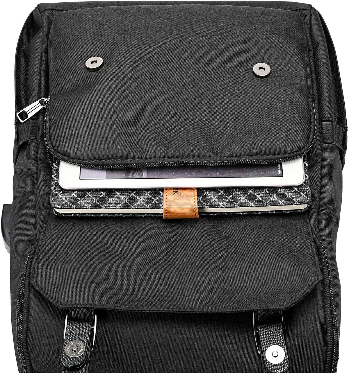 YALUNDISI Vintage Laptop Backpack, 15.6-Inch Travel Backpack with USB Charging Port, Water-Resistant College & Business Backpack for Women & Men, Black