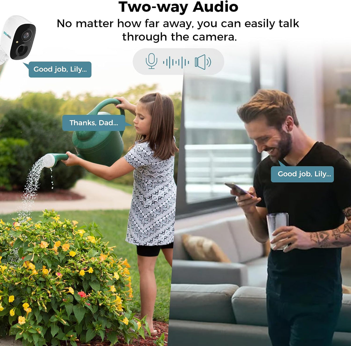 SOVMIKU CG6S Security Camera and DB3 2K Smart Video Doorbell with Chime, Battery Powered, PIR Motion Detection, Two-Way Audio, Color Night Vision, 2.4GHz Wi-Fi