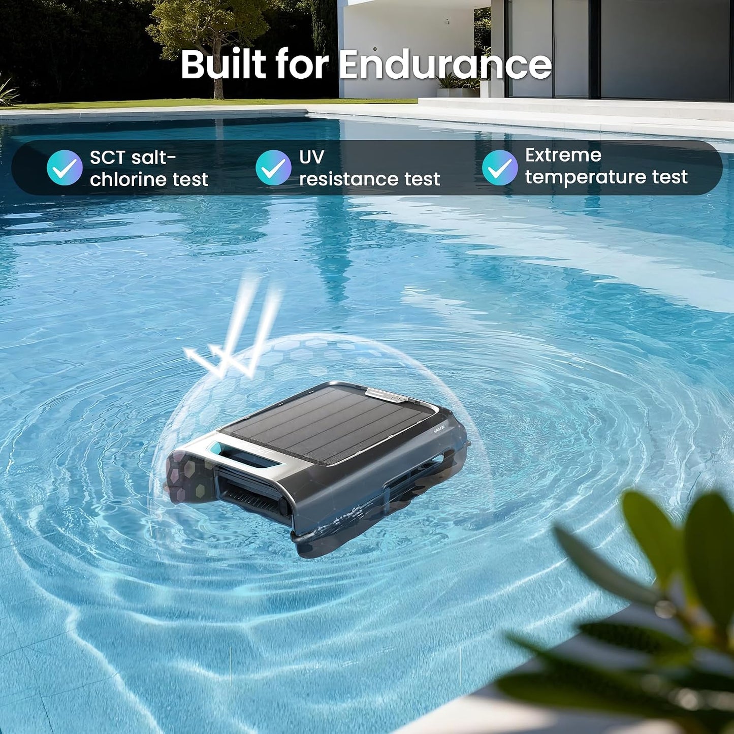 AIPER EcoSurfer S2 Solar Pool Skimmer Robot 24/7 Continuous Cleaning, Gray