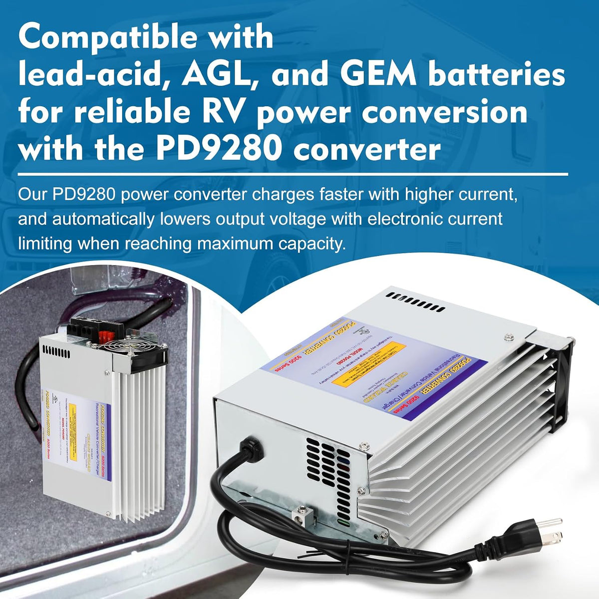 PD9280AV 80Amp RV Inverter Converter Charger, Intelligent Rv Converter/Charger for Lead Acid Battery, Compatible with PD9280AV and PD9200 Series Power Converter/Charger for RV Camper Caravans