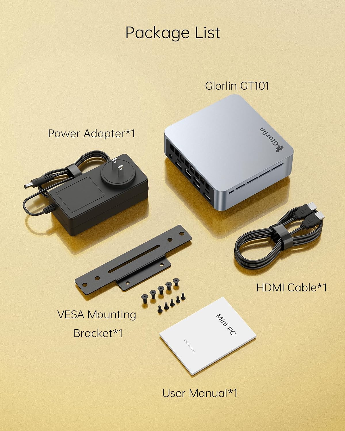 Glorlin Mini PC, AMD Ryzen 5 3501U CPU (Beats N95, Up to 3.7 GHz, 4C/8T) Small Desktop Computer 16GB DDR4 RAM 512GB NVMe SSD WiFi 6 Bluetooth 5.3 Dual HDMI DP Support Three 4K Display for Home Office