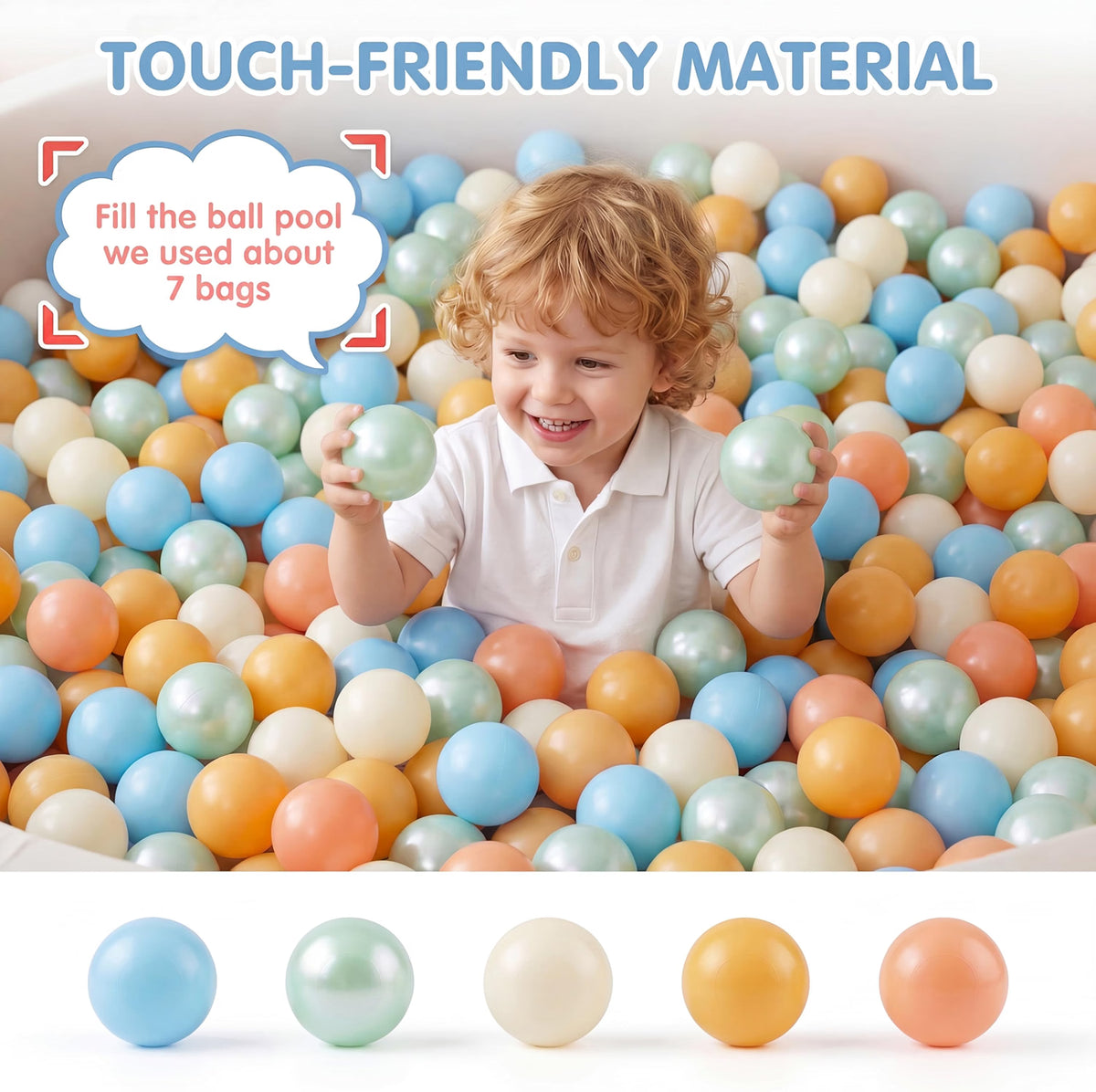 HyperionFlo Essentials Clear Ball Pit Balls, Crush-Resistant Plastic Play Balls with Zipper Storage Bag, 5.5 cm, Orange & Teal, 170-Pack