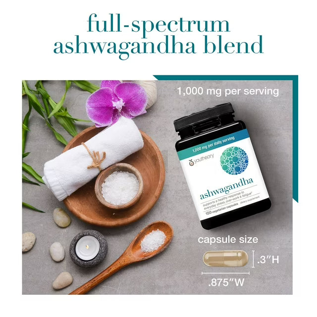 Youtheory Ashwagandha 1000mg with KSM-66, 150 Ct.