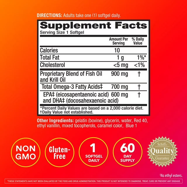 MegaRed Omega-3 Fish & Krill Oil Advanced Softgels, 900mg, 60 Ct.