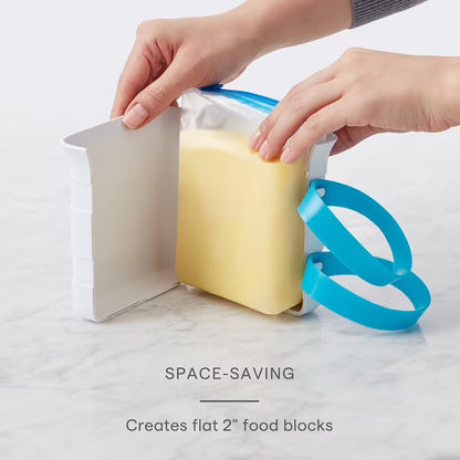 YouCopia FreezeUp Freezer Food Block Maker, 3-Piece Set with Two 2-Cup & One 6-Cup Molds, Space-Saving Food Storage Organizer for Quart & Gallon Bags