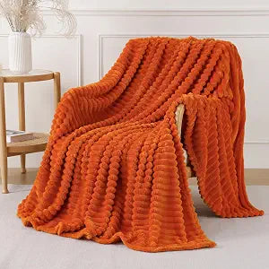 YIICKO Orange Striped Throw Blanket, 50x60", Soft Fleece