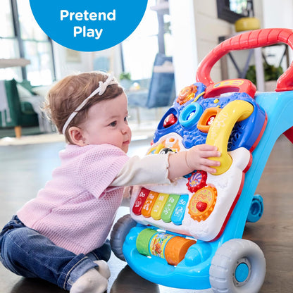 VTech Sit-to-Stand Learning Walker, Blue, Removable Activity Panel, Musical Piano Keys, Shape Sorters & Adjustable Two-Speed Control for Babies 9-36 Months