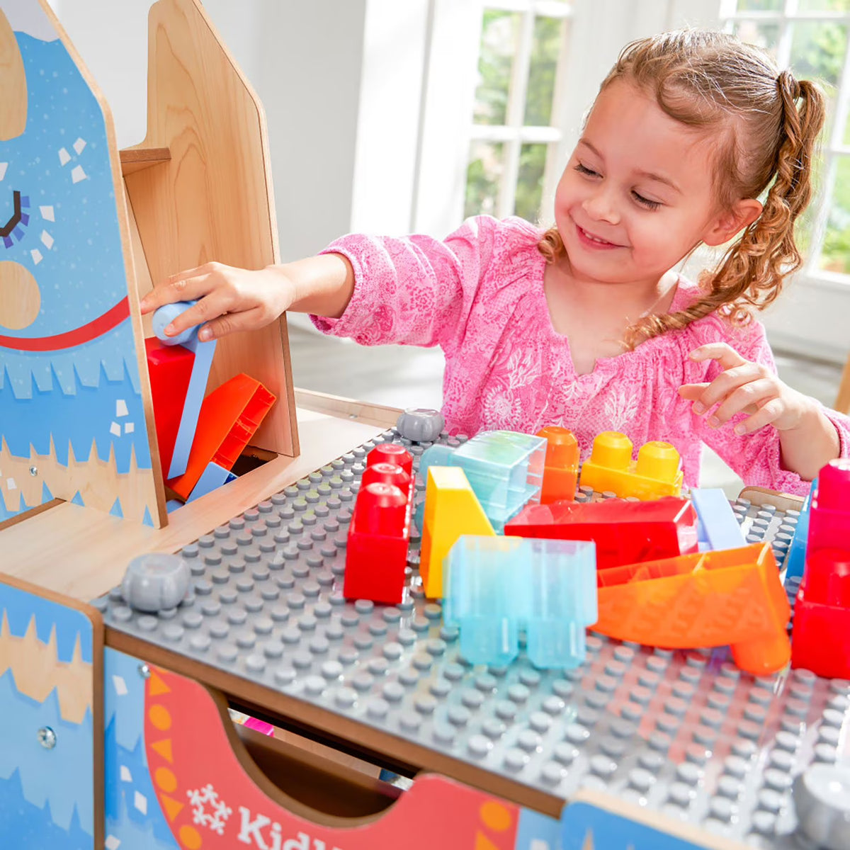 KidKraft Llama Pinata Building Bricks Table with 50 Blocks