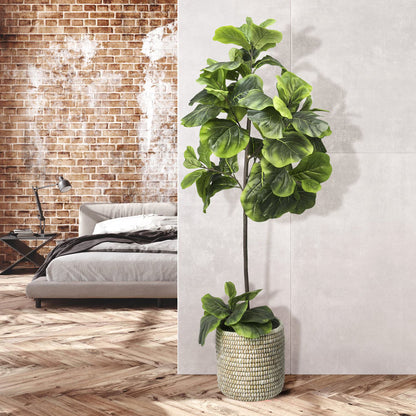 Faux 60" Fig Floor Plant in Roped Basket
