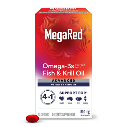 MegaRed Omega-3 Fish & Krill Oil Advanced Softgels, 900mg, 60 Ct.