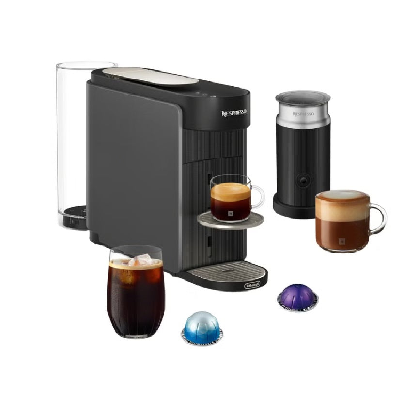 Nespresso Vertuo UP Coffee and Espresso Maker by DeLonghi, Graphite with Aeroccino Milk Frother