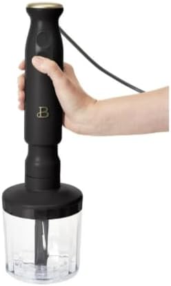 Beau-tiful 2-Speed Immersion Blender that includes a Chopper & Measuring Cup, (Black Sesame)